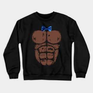 Gorilla Chest with Blue Bow Tie Funny Halloween Monkey Crewneck Sweatshirt